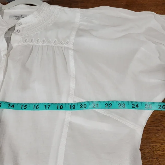 Madewell Puff-Sleeve Band-Collar Shirt Size 12 NWT - Picture 10 of 11